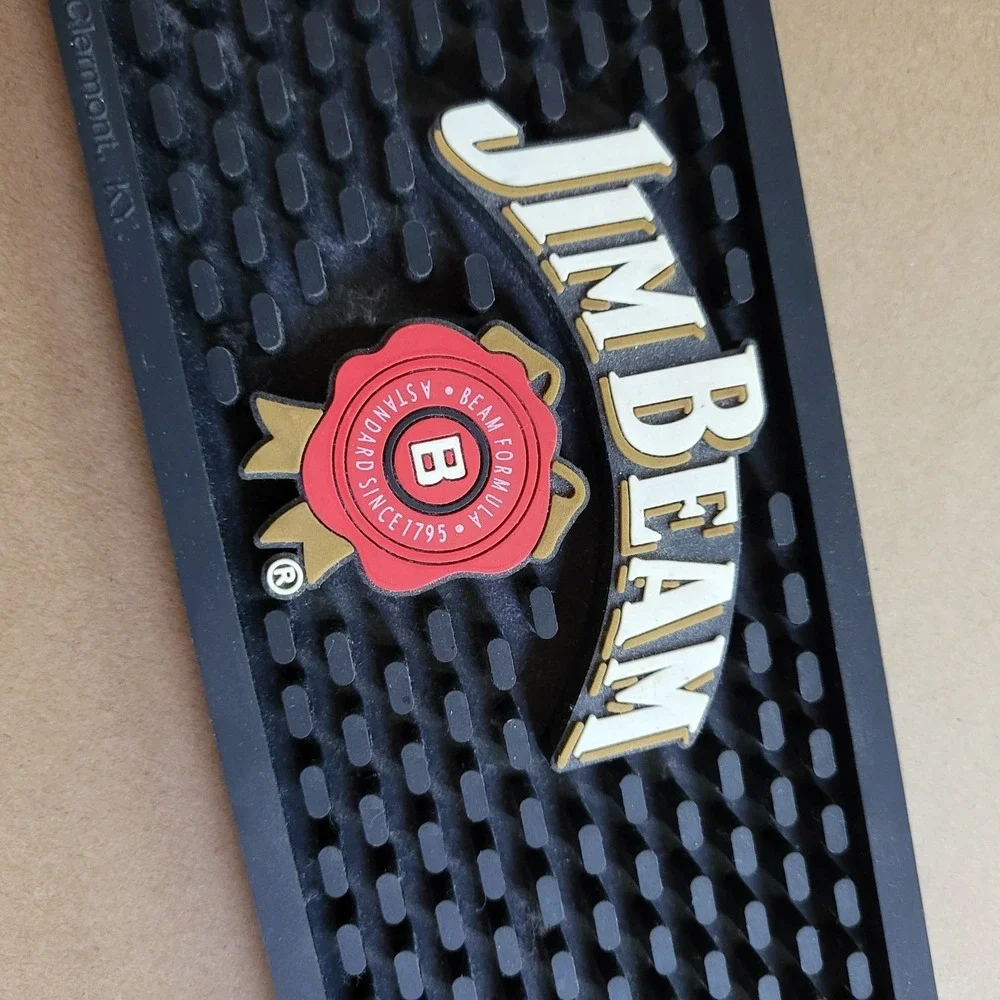 Jim Beam Bar Rail Spill Mat Spill Guard Home Bar Decor Rubber Black 23